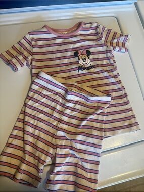 Disney Minnie Mouse Pink, Cream & Purple Striped Kids Pajama Set